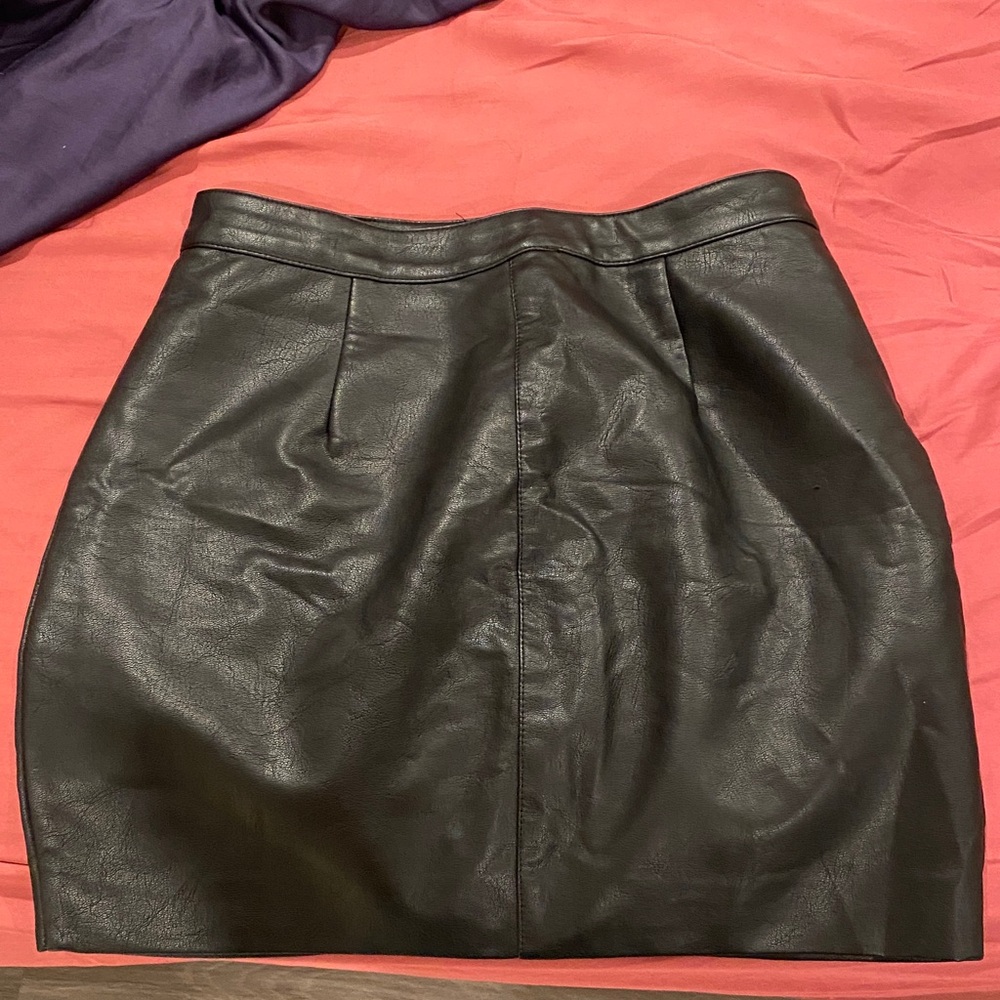 Sleek Black Leather Mini Skirt